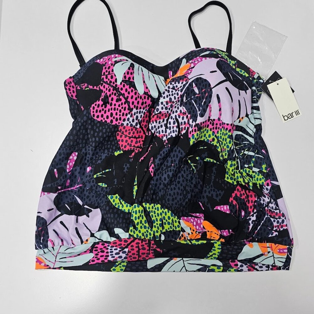 Bar III Paradise Palms Convertible Tropical-Print Tankini Top - Picture 5 of 9